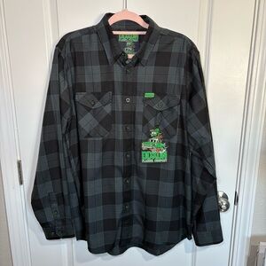 Dixxon Adrenaline Black & Gray Plaid Long-Sleeve Flannel Shirt
